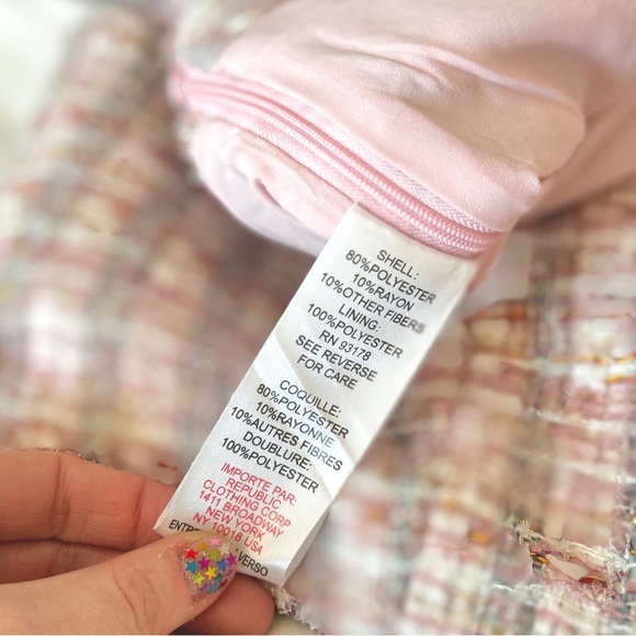 🌸 NWT HOUSE OF HARLOW PINK METALLIC SPARKLE TWEED BOUCLE COORD SKIRT TOP… - Picture 13 of 13